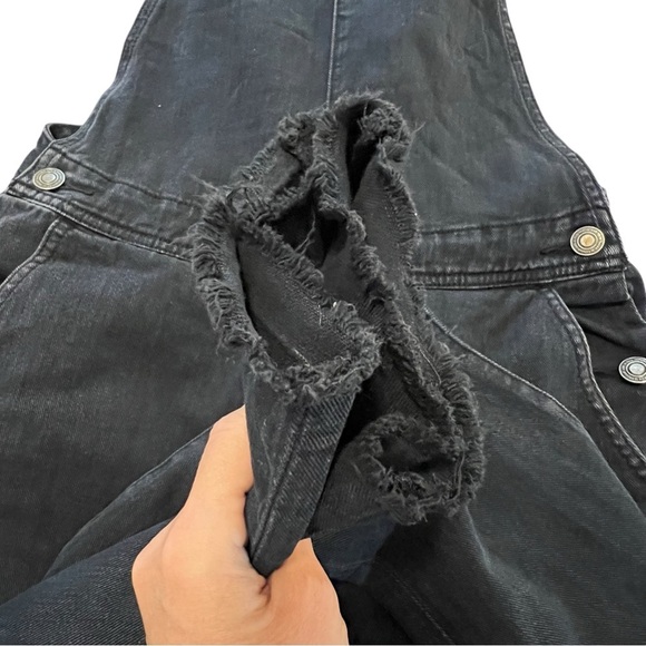 Neuw Sister Ray Overalls in Black 6 raw hem punk goth relaxed slouchy - Picture 9 of 13